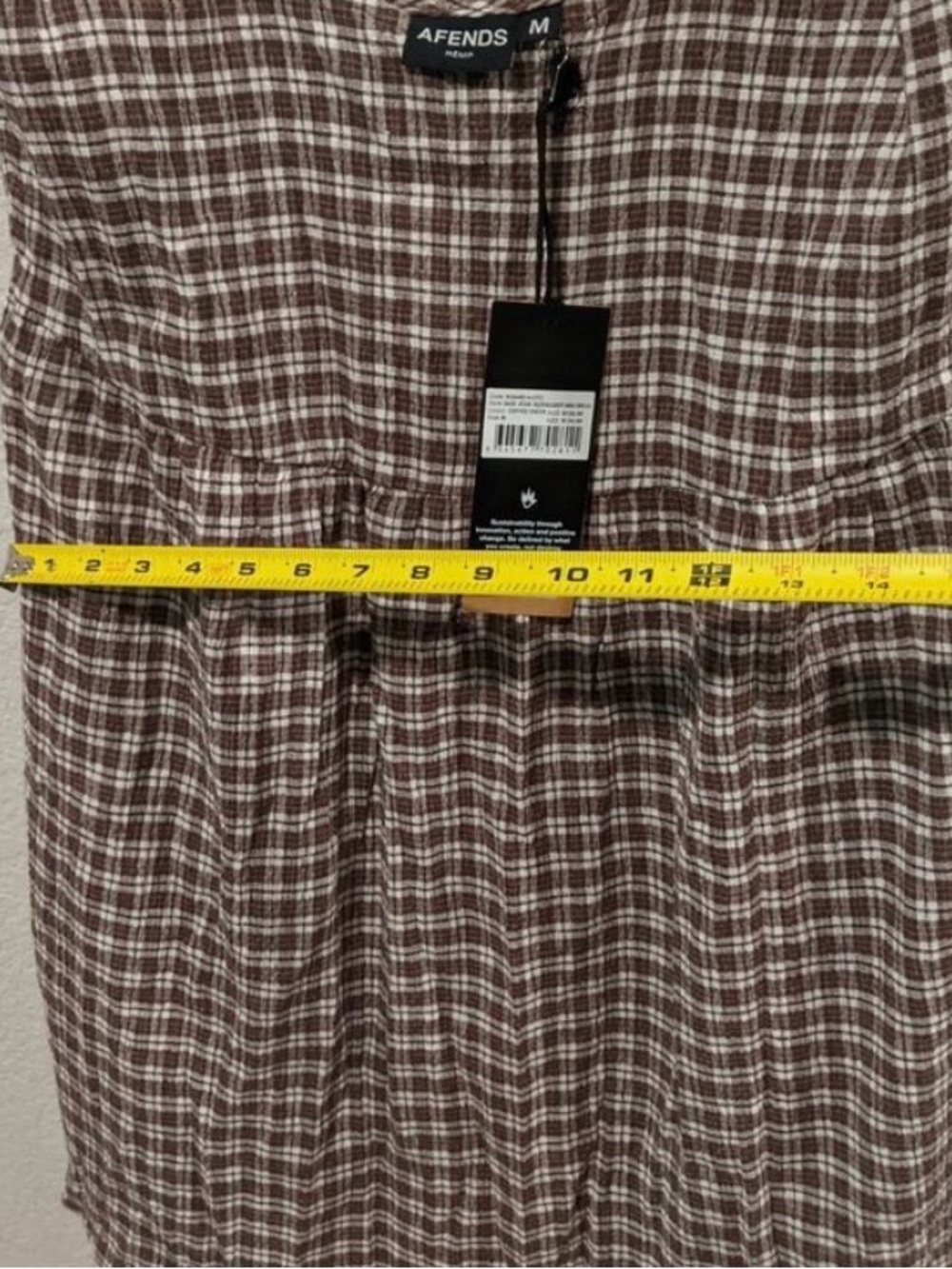 Afends Brown and White Plaid Sleeveless Dress - Picture 3 of 3